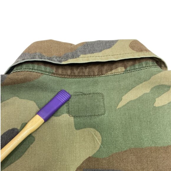 Vintage US ARMY Combat BDU Woodland Camo Field Jacket Shirt Ironside Patches - Picture 12 of 16